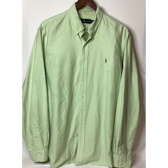 Ralph Lauren Men's Green Button‎ Down Shirt Long Sleeve Polo Pony Logo Size XL - Picture 4 of 12